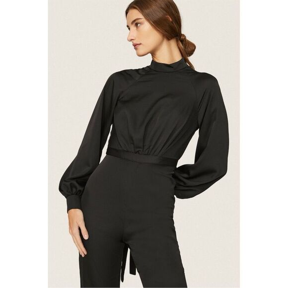 Ieena for Mac Duggal Women's Black Wide Leg Jumpsuit Size 0 Long Sleeve - Picture 5 of 12